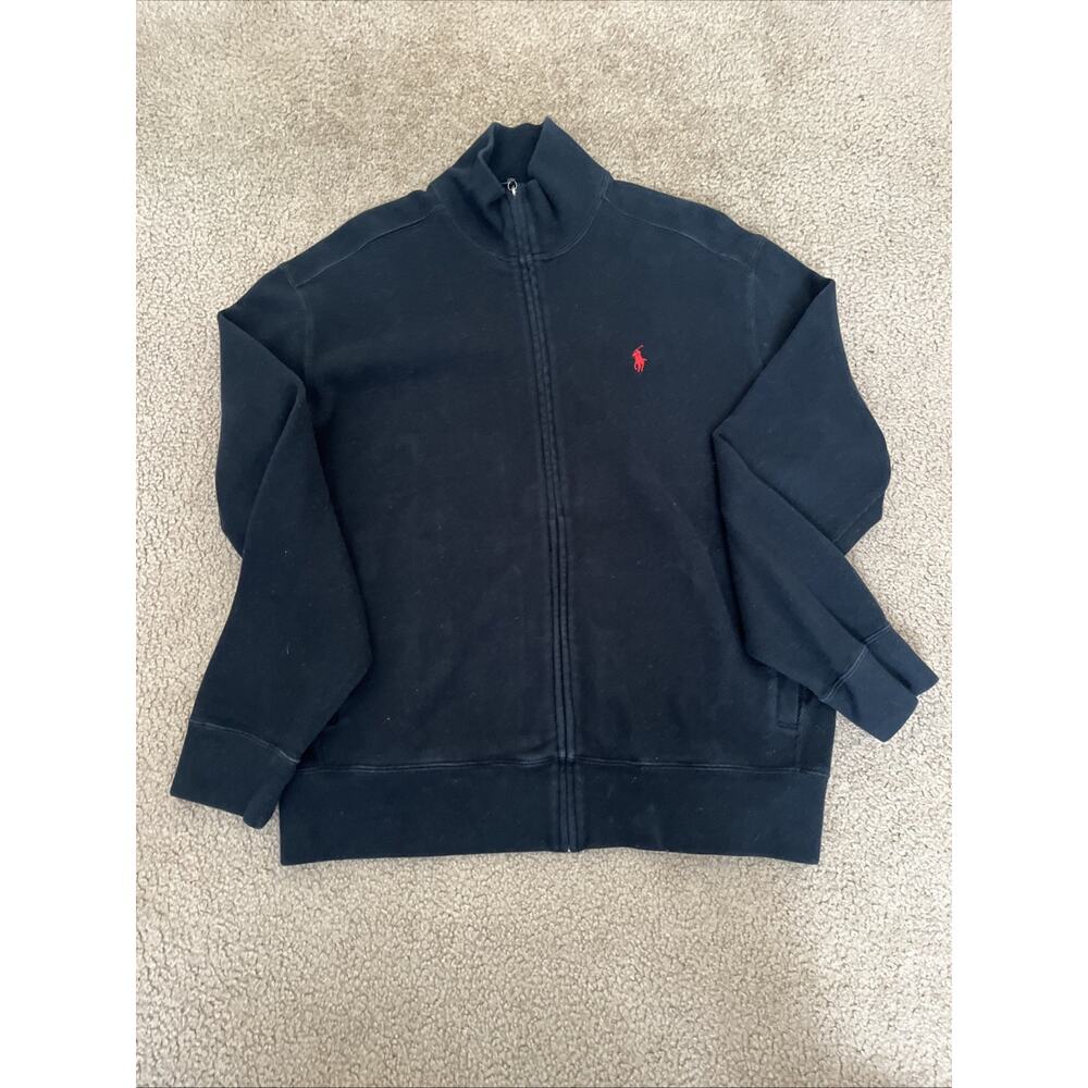 Polo ralph lauren zip up sweatshirt mock collar black size large